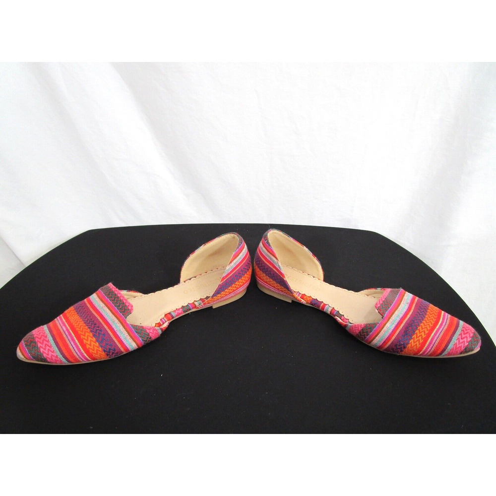 Restricted Multicolor Striped Fabric D'Orsay Flats Women’s Shoes Size 8.5 - Picture 6 of 10